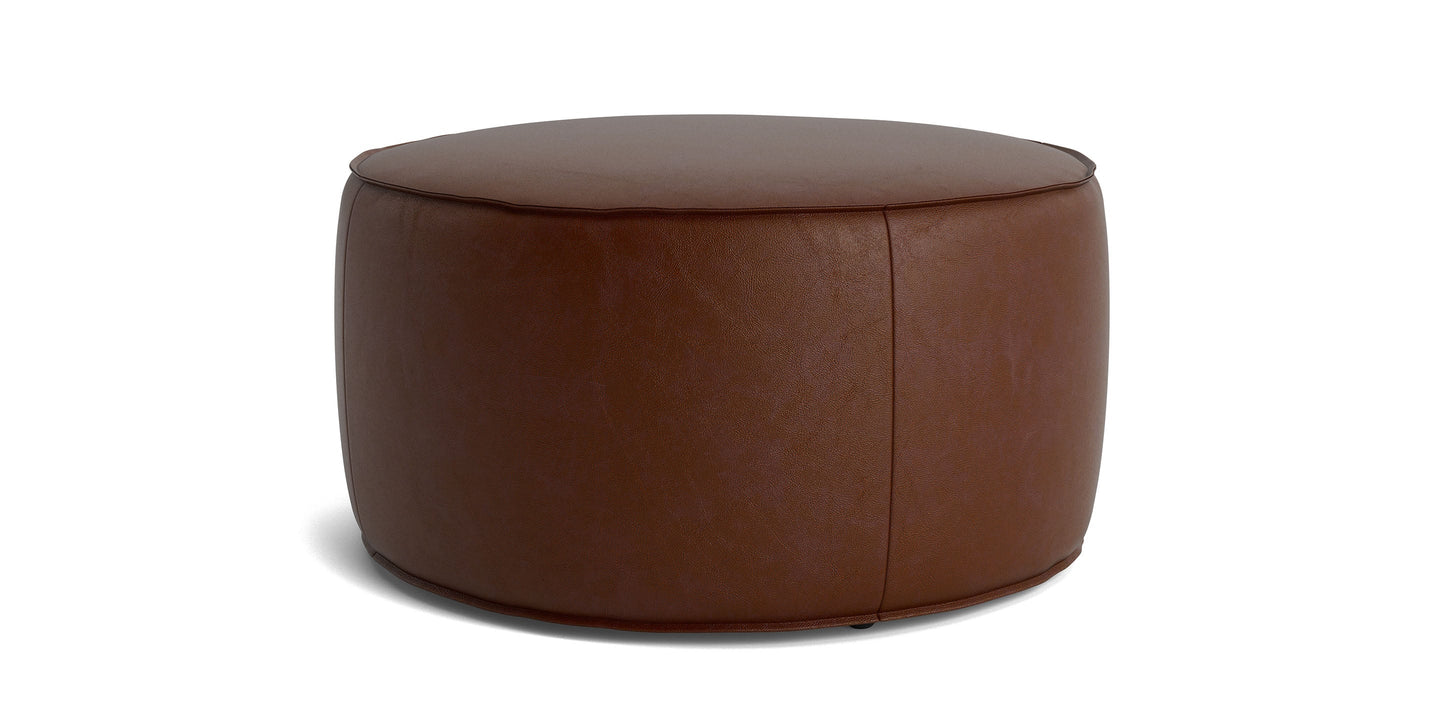 Bassett Rhonda Round Ottoman 40" — Custom Leather