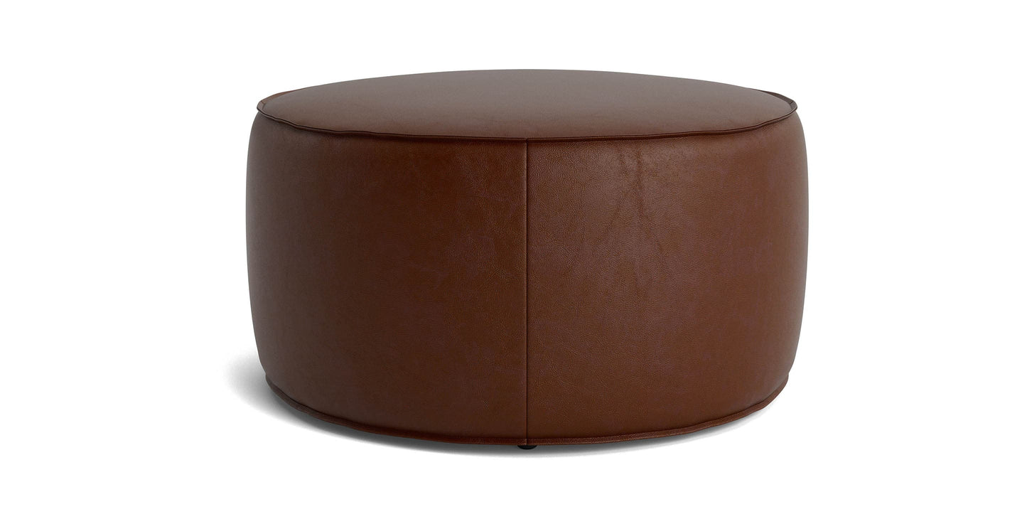 Bassett Rhonda Round Ottoman 40" — Custom Leather