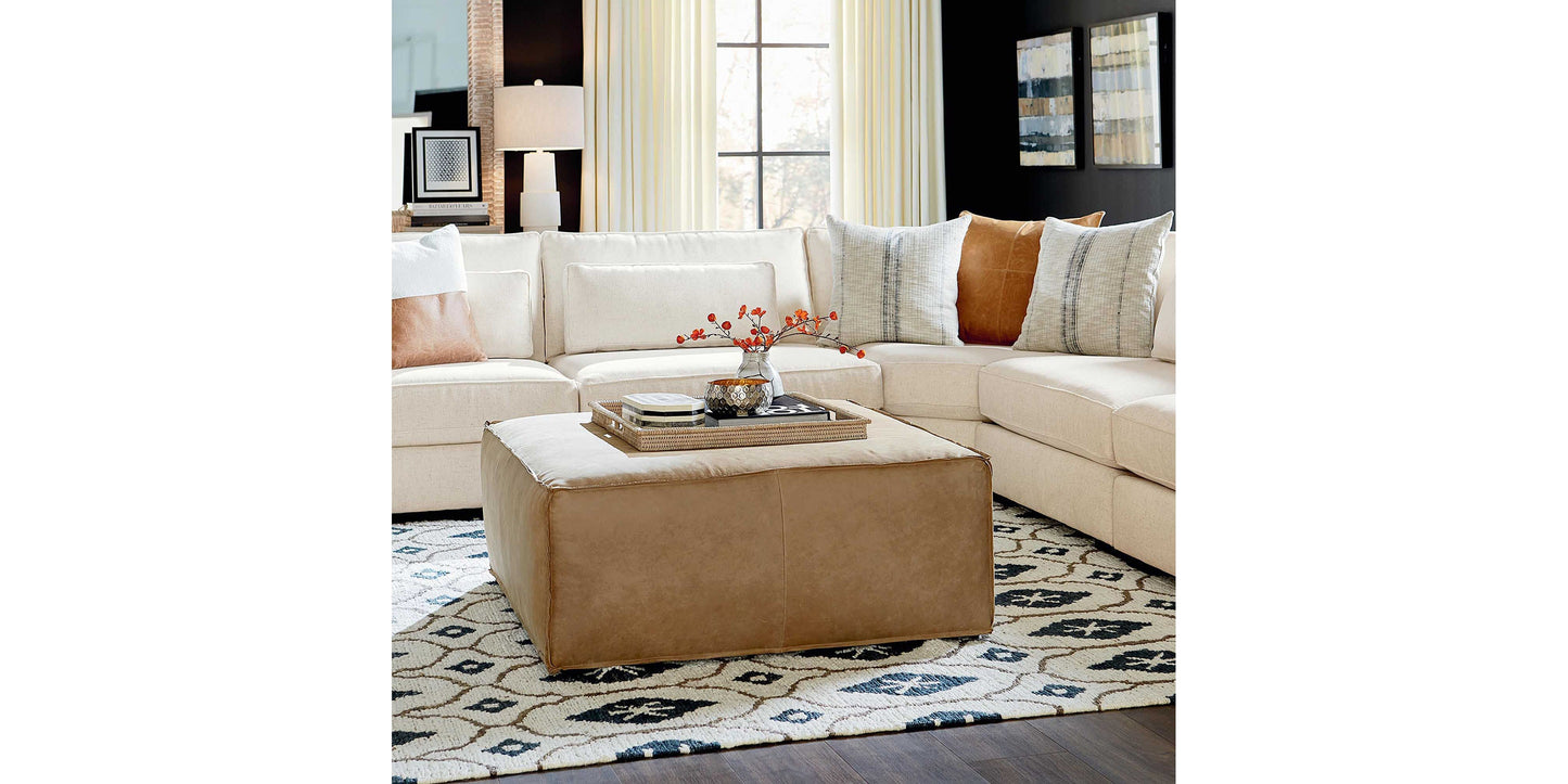Bassett Rhonda Square Ottoman 40" — Leather, 7 Grades
