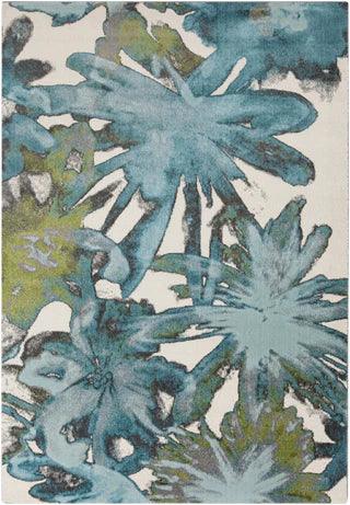 Aberdine Machine Woven Rug — Aqua/Deep Teal Livabliss Area Rug