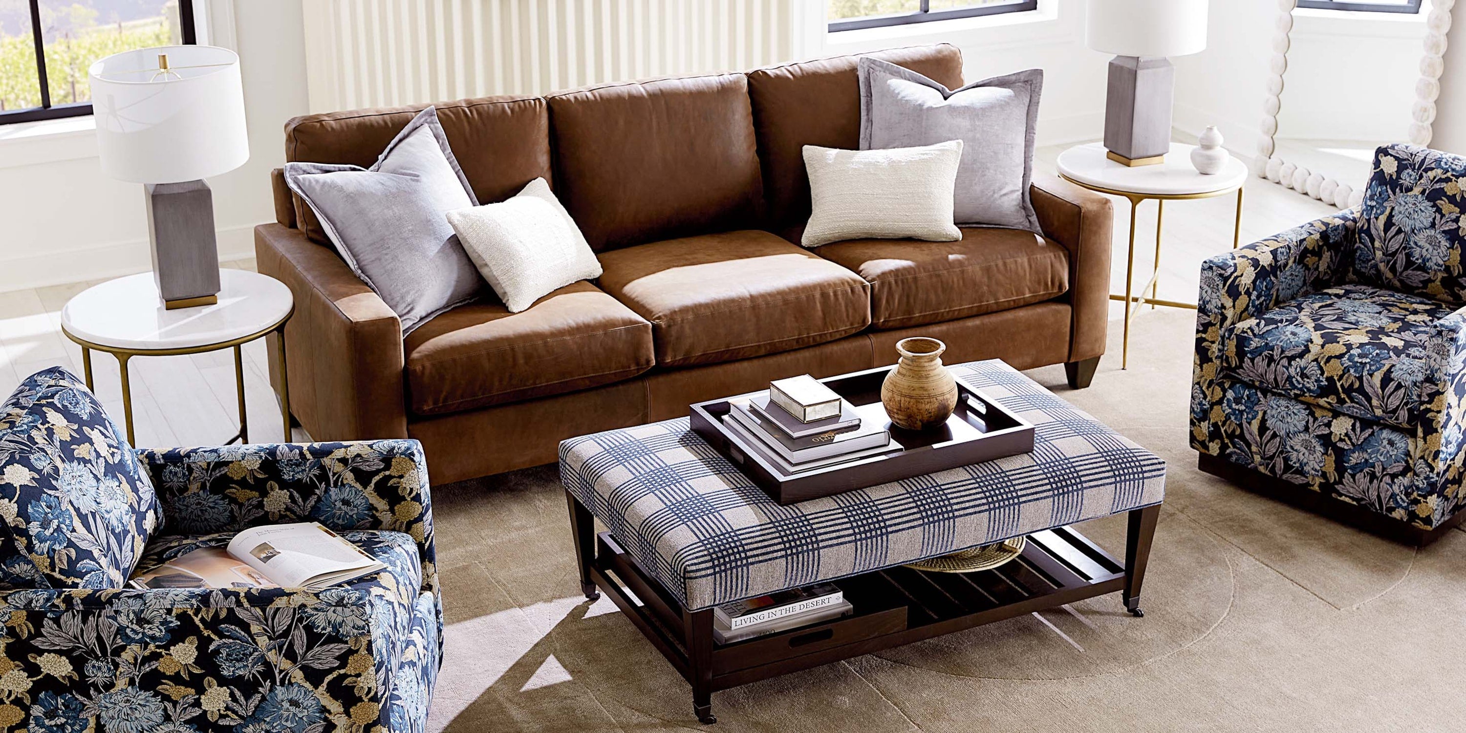 Bassett Mirror True Custom Leather Track Arm Sofa - Thumbnail 5