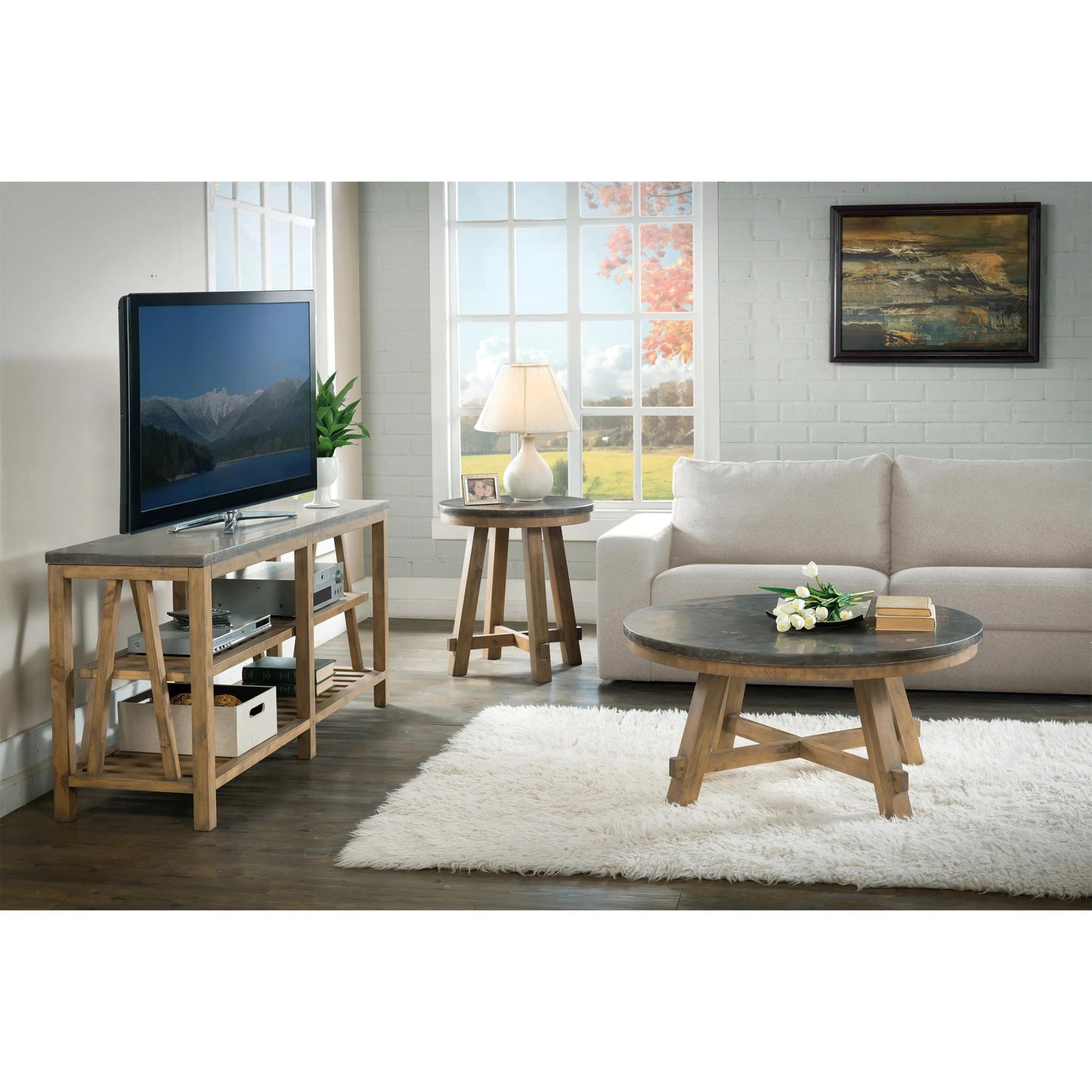 Weatherford Rnd Cktl Tbl-blustone Top Riverside Furniture Tables