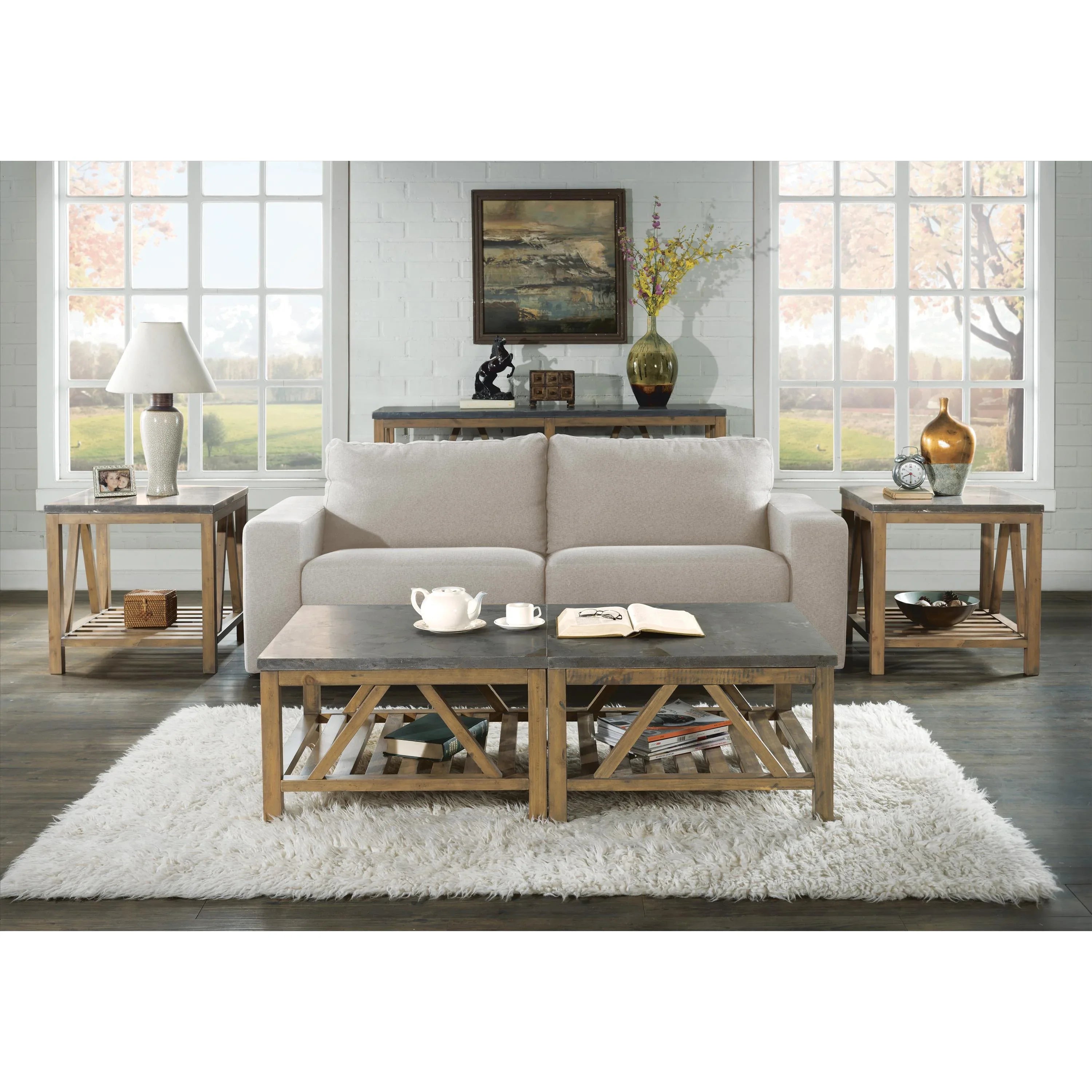 Weatherford Rect End Tbl-blustone Top Riverside Furniture Tables