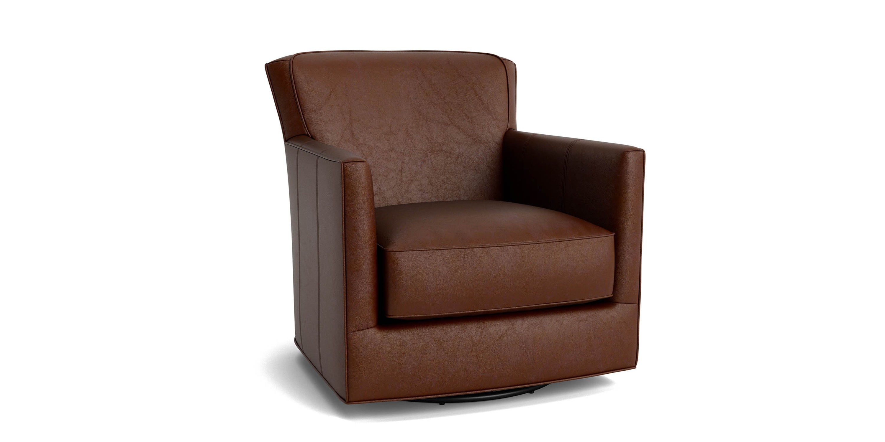 New American Living Leather Thin Track Arm Swivel Chair Bassett