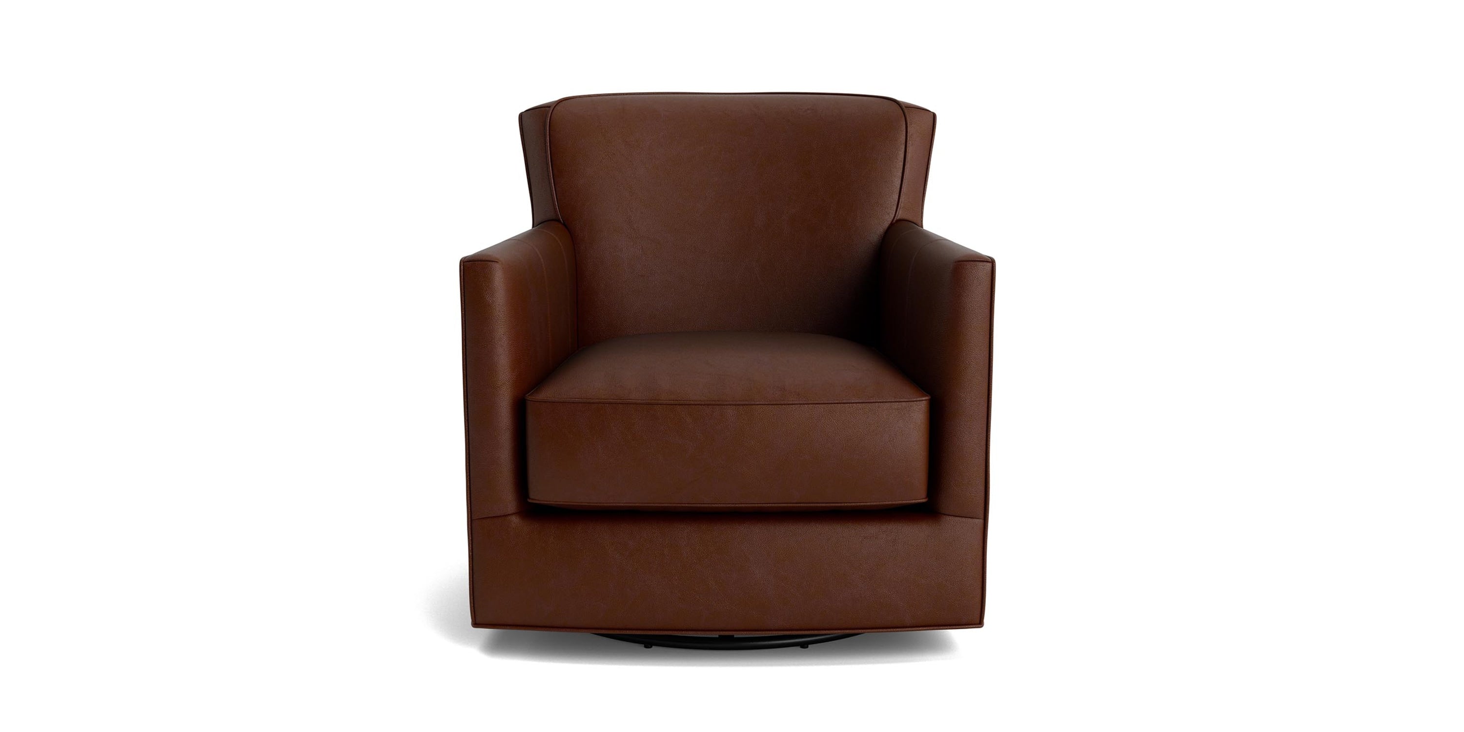 New American Living Leather Thin Track Arm Swivel Chair Bassett