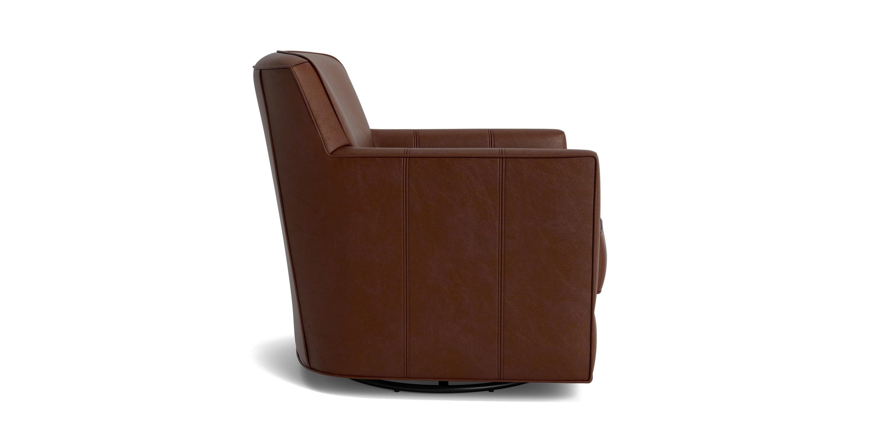 New American Living Leather Thin Track Arm Swivel Chair Bassett