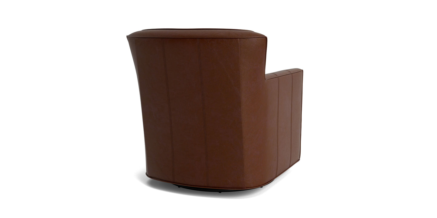 New American Living Leather Thin Track Arm Swivel Chair Bassett