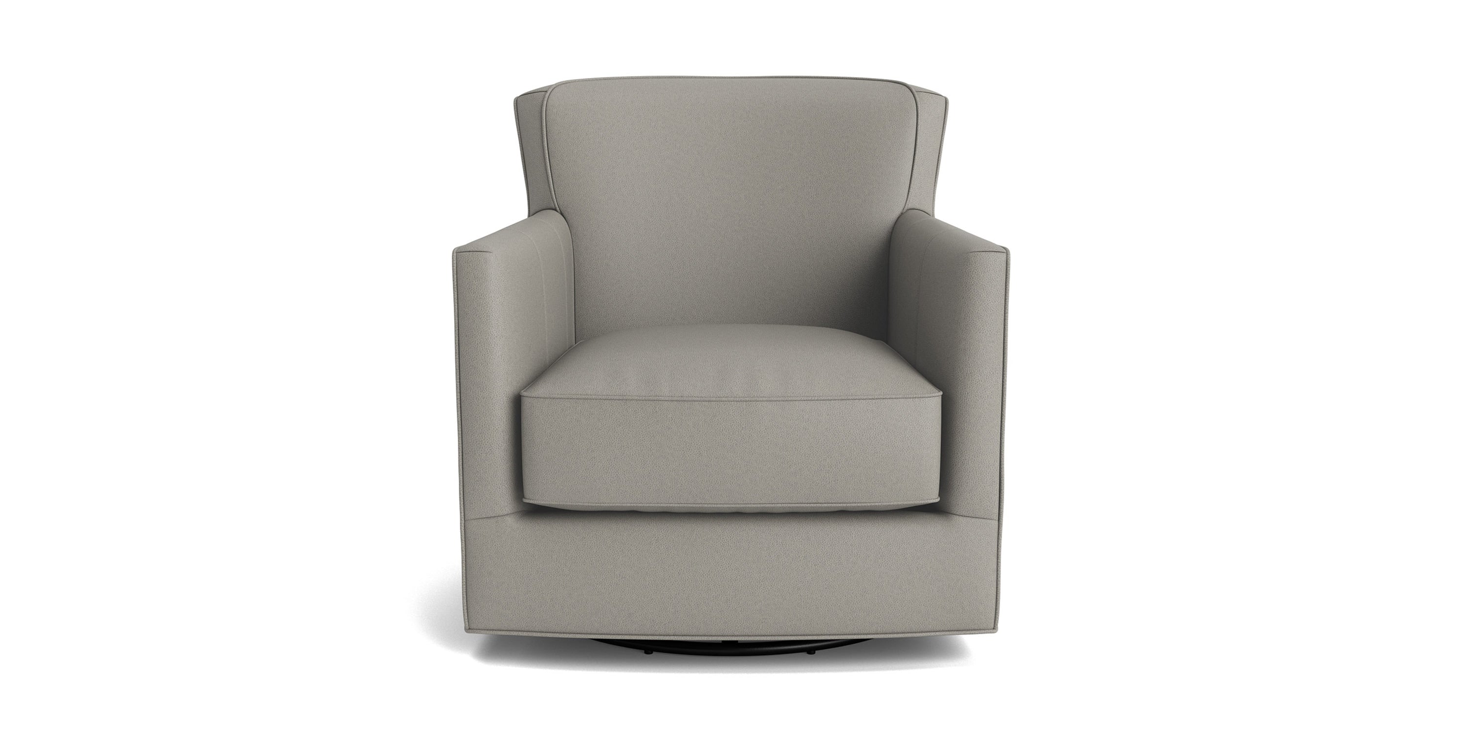New American Living Leather Thin Track Arm Swivel Glider Chair Bassett