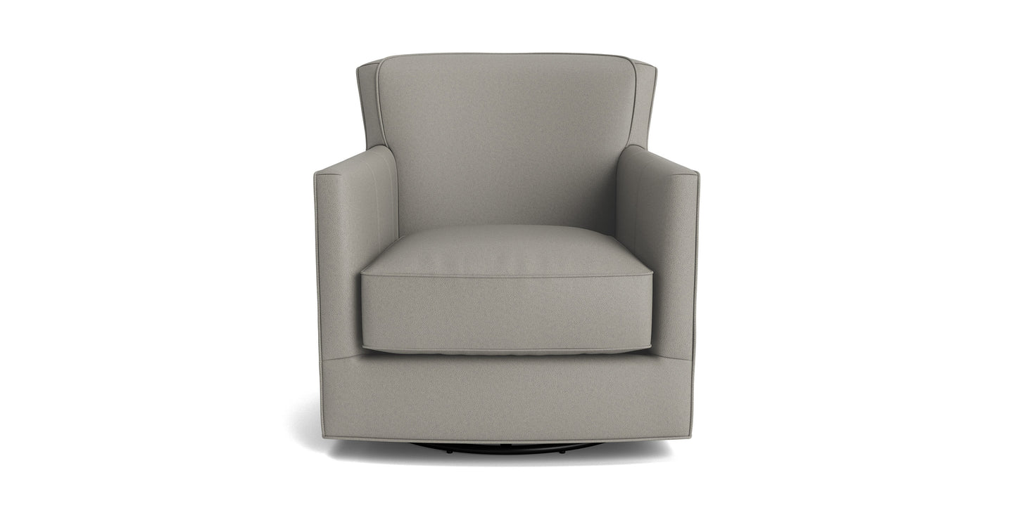 New American Living Leather Thin Track Arm Swivel Glider Chair Bassett