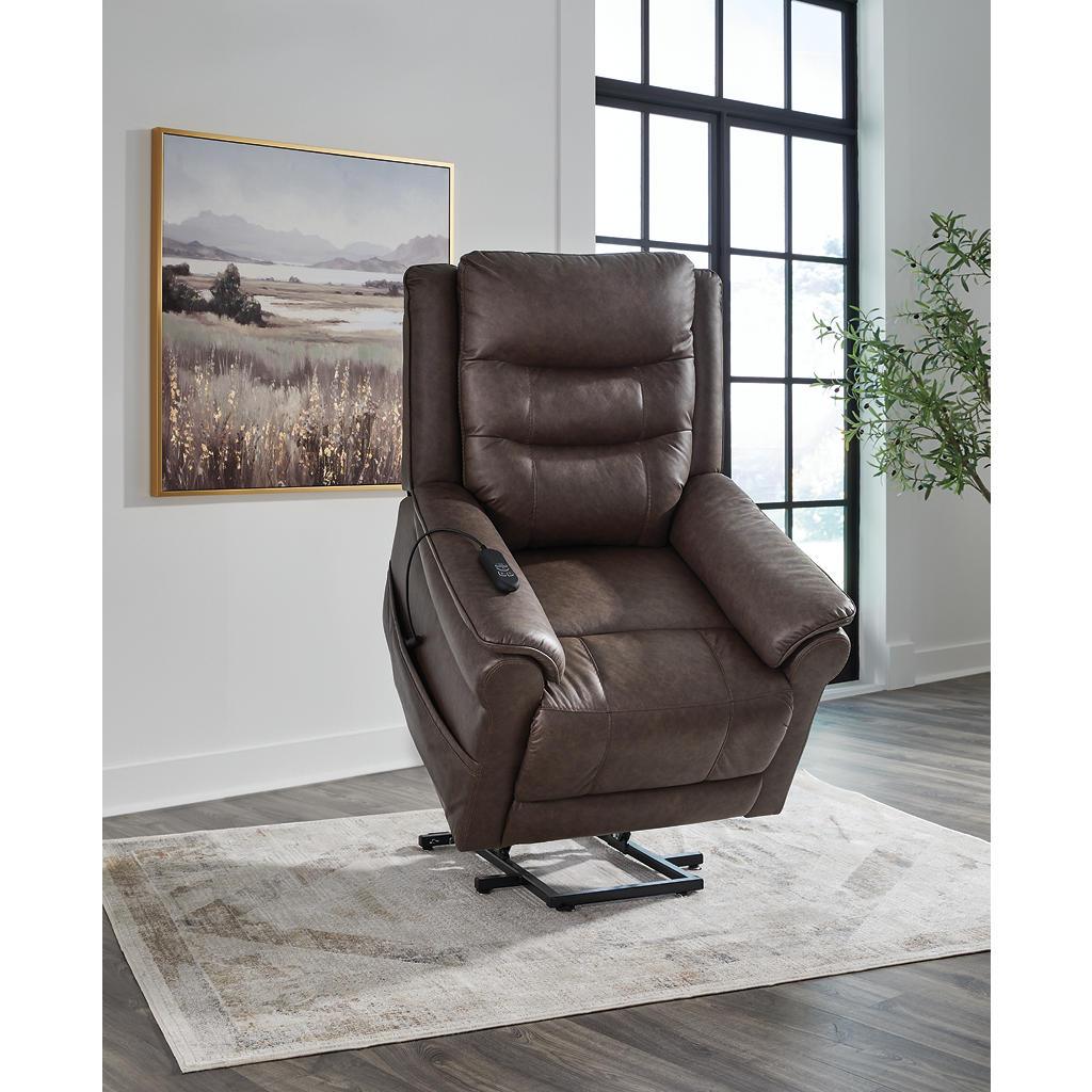 Oatman Power Lift Recliner — Umber with Heat and Massage Signature Design by Ashley® Living Room