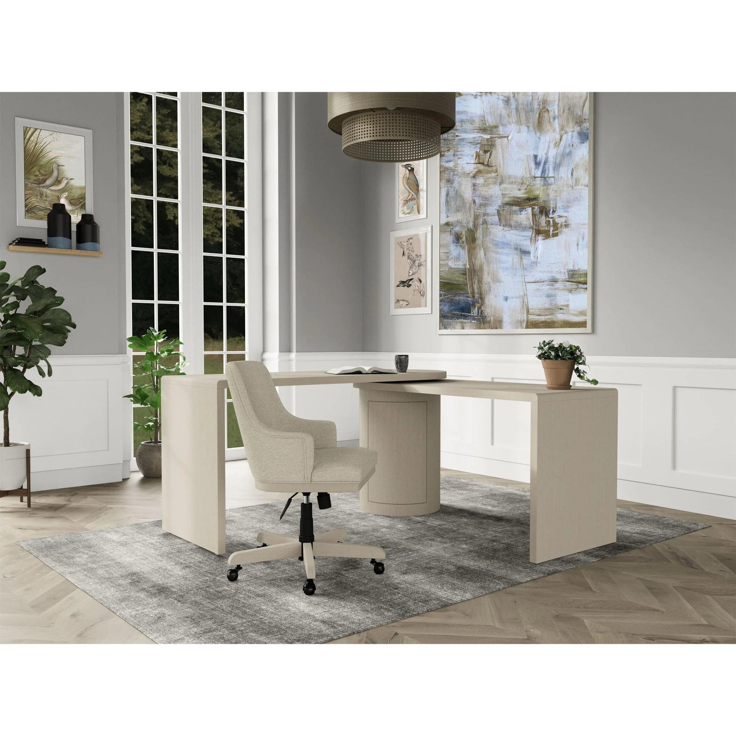 Riverside Maren Swivel Desk Top — White Sand Riverside Furniture Desks