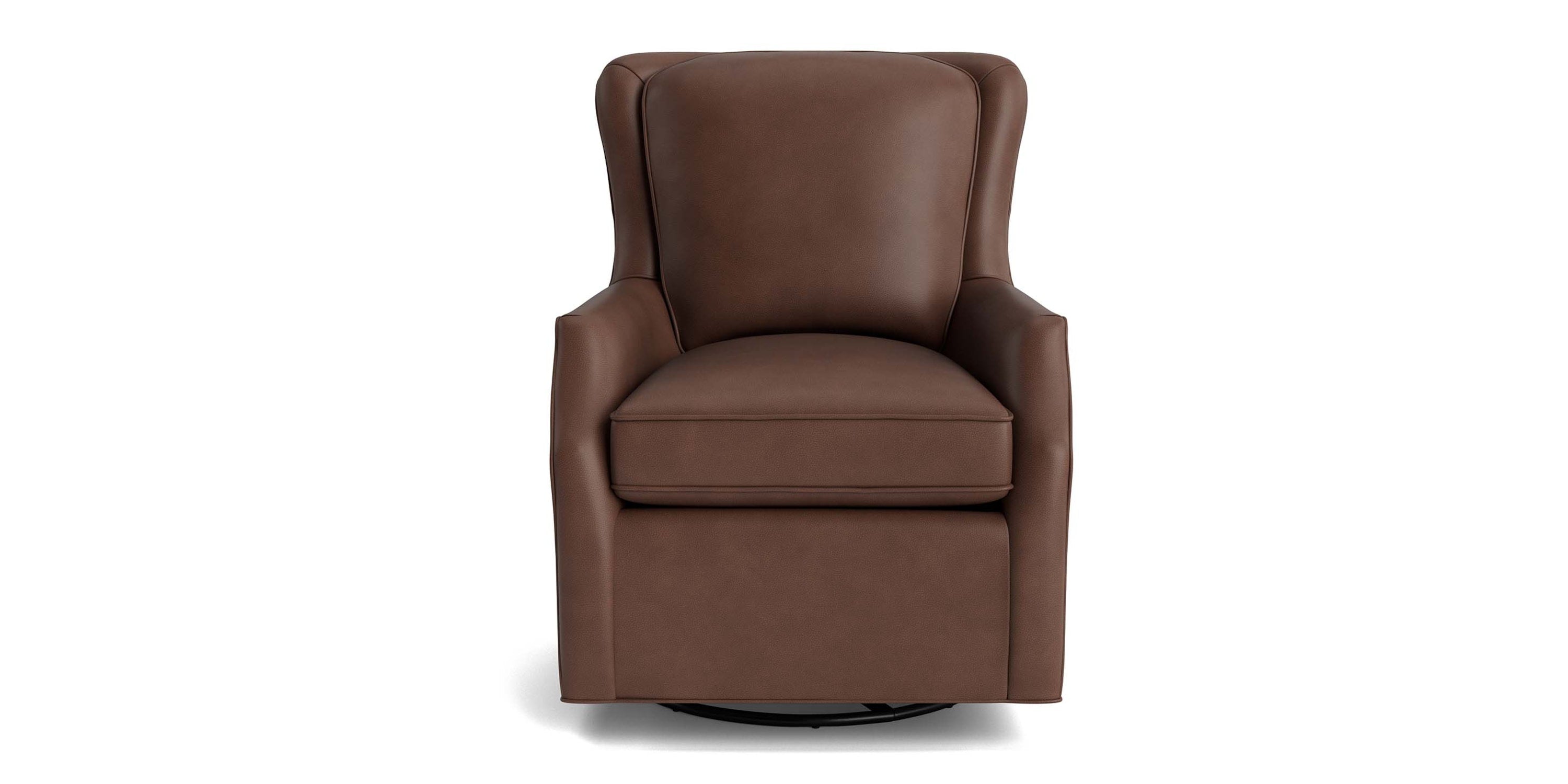 Kent Leather Slope Arm Swivel Chair Bassett
