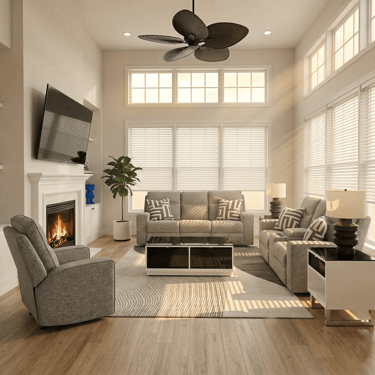 Biscoe power reclining sofa in Nuvella performance fabric, at Kensington Furniture, Northfield NJ