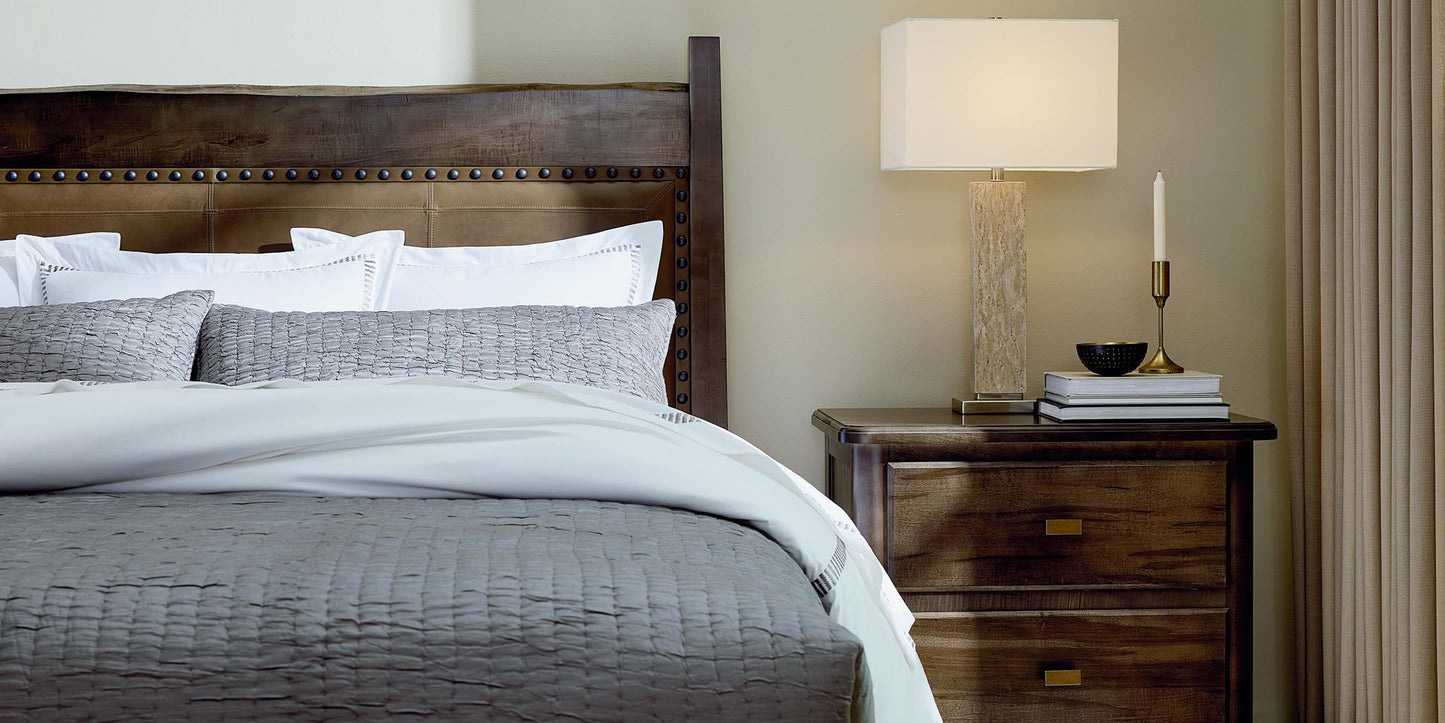 Heritage Live Edge Leather Upholstered Bed Bassett Bedroom Furniture