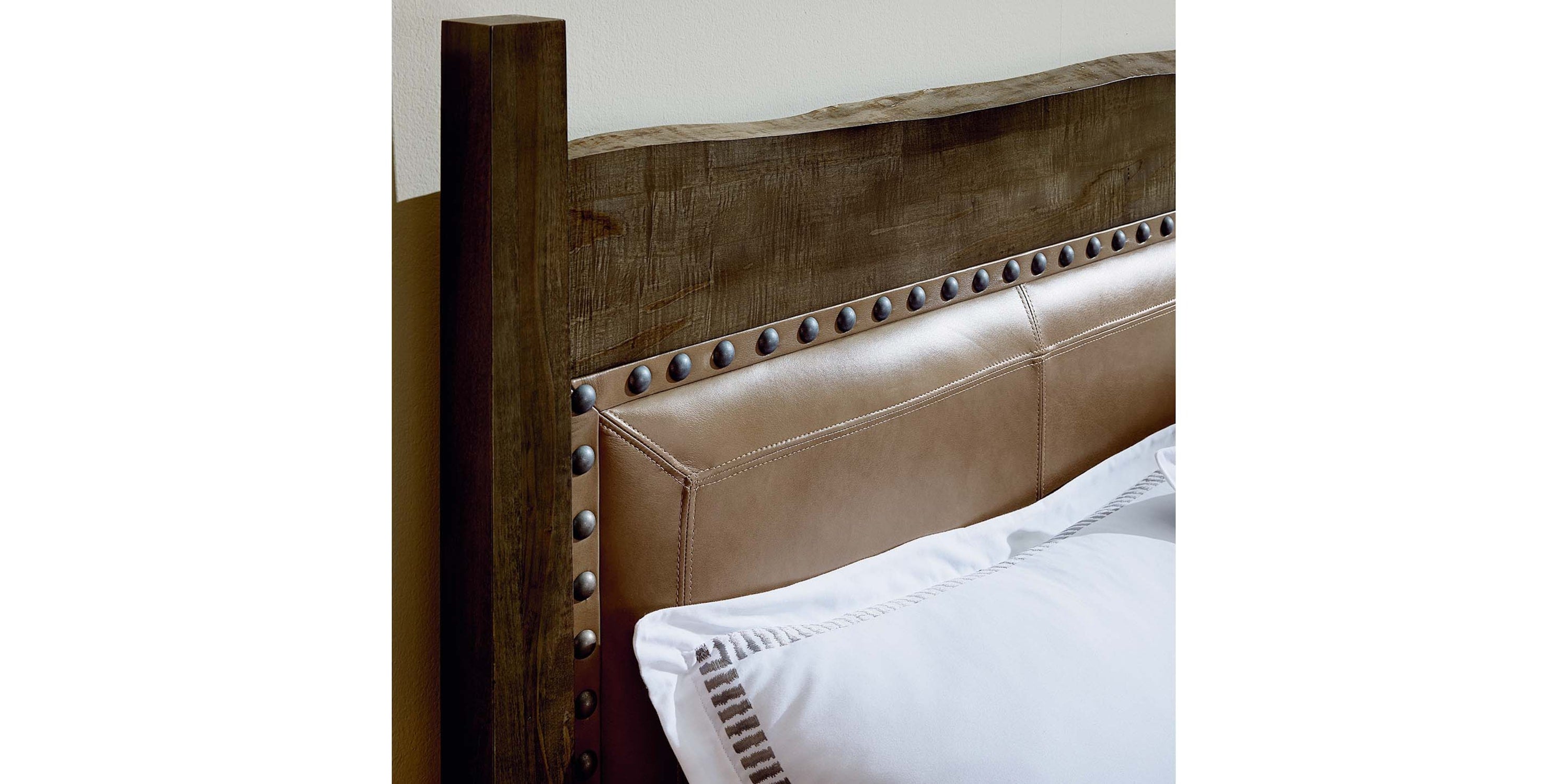 Heritage Live Edge Leather Upholstered Bed Bassett Bedroom Furniture