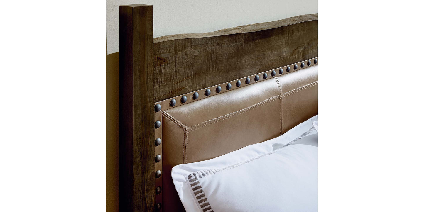 Heritage Live Edge Leather Upholstered Bed Bassett Bedroom Furniture