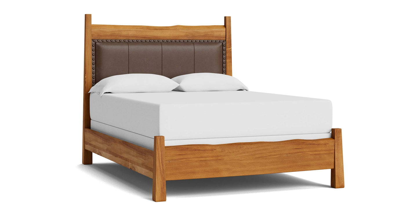 Heritage Live Edge Leather Upholstered Bed Bassett Bedroom Furniture