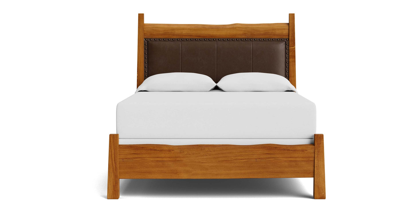 Heritage Live Edge Leather Upholstered Bed Bassett Bedroom Furniture