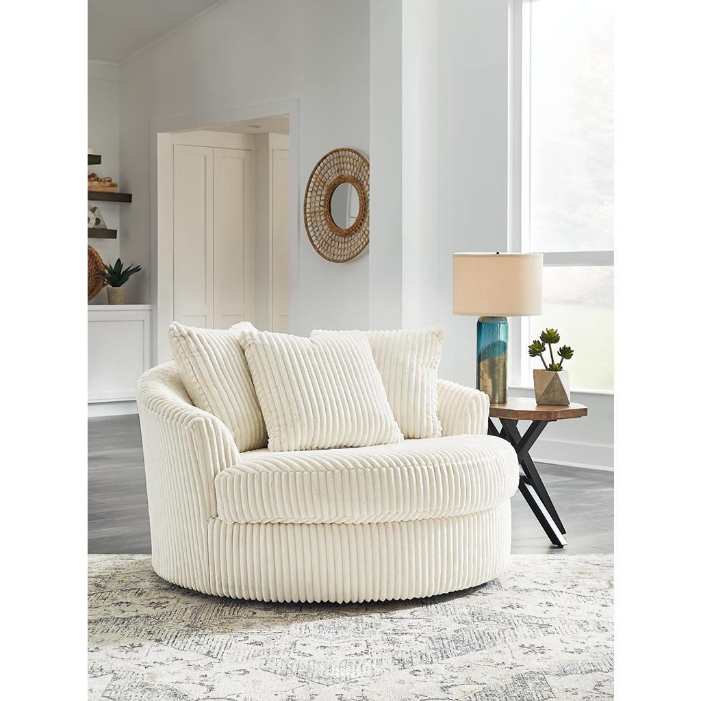 Lindyn Oversized Swivel Accent Chair — Ivory 360-Degree Nest Signature Design by Ashley® Living Room