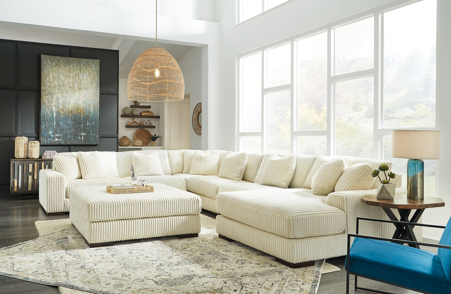 Lindyn 6-Piece Sectional with Chaise and Ottoman