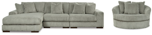 Lindyn 3-Piece Sectional and Oversized Swivel Accent Chair