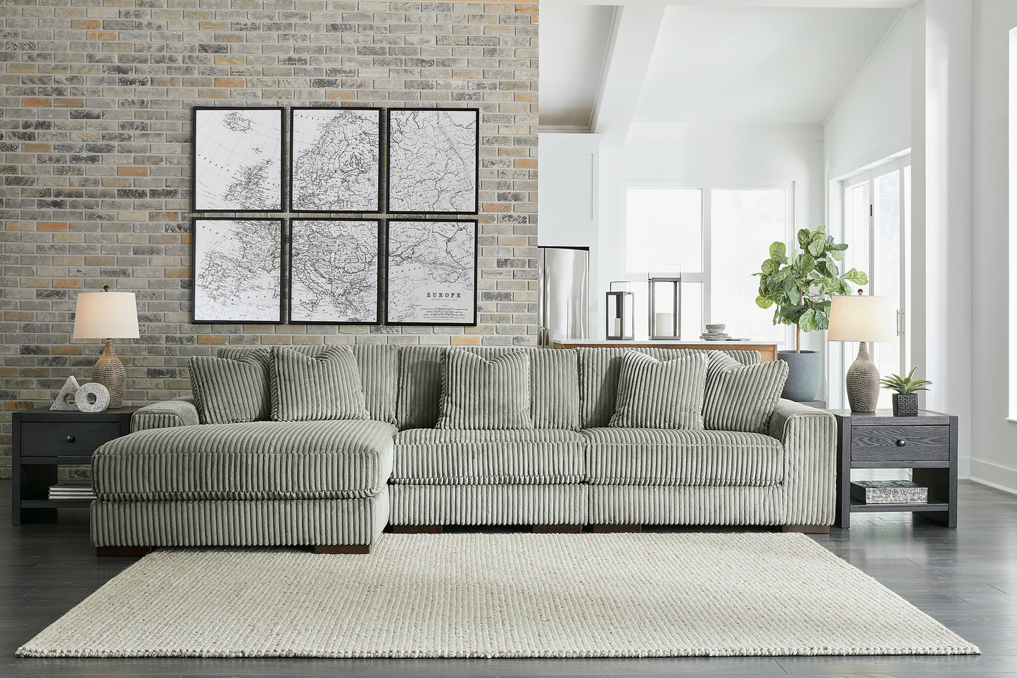 Lindyn 3-Piece Sectional and Oversized Swivel Accent Chair