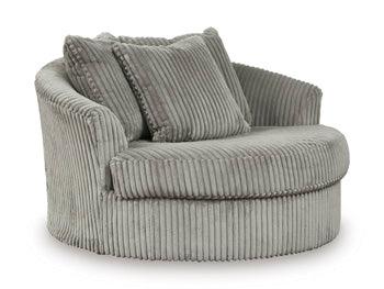 Lindyn Oversized Swivel Accent Chair — Fog Gray Spinning Lounger Signature Design by Ashley® Living Room
