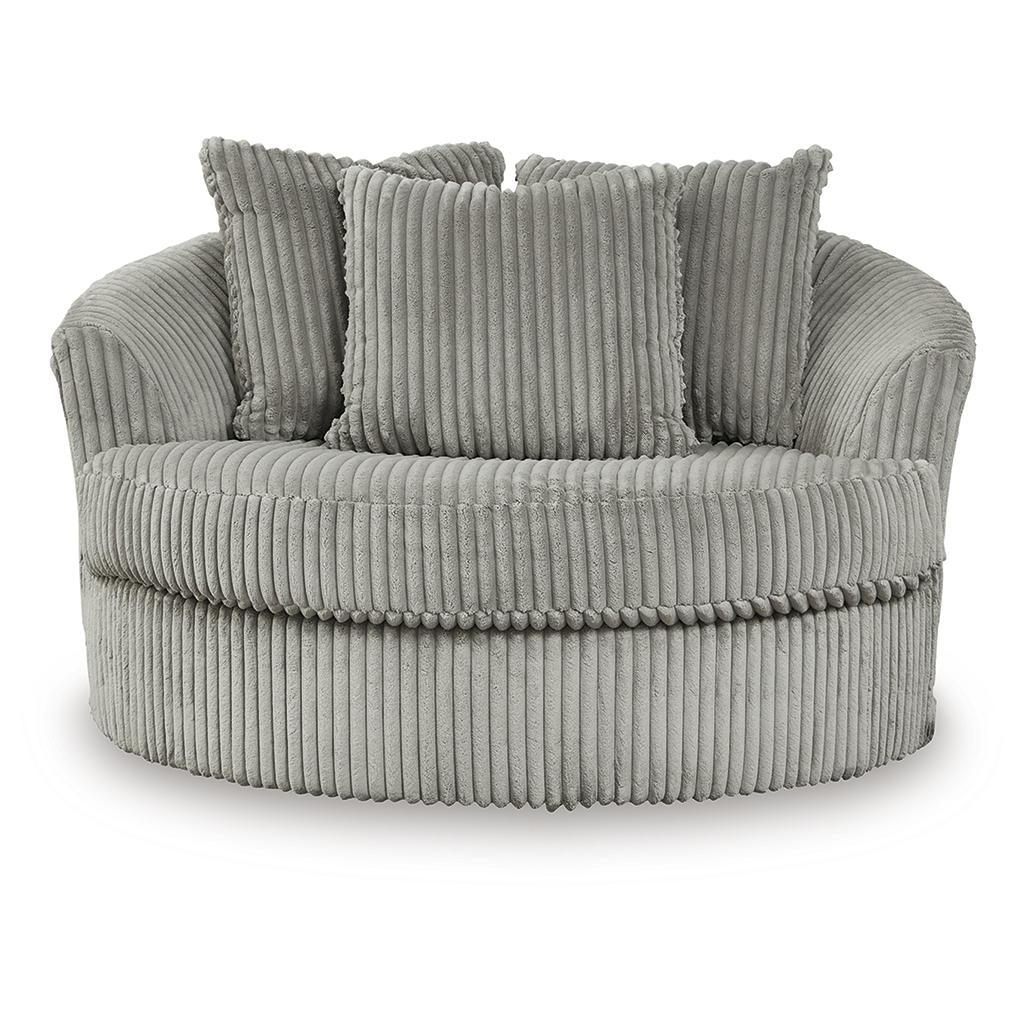 Lindyn Oversized Swivel Accent Chair — Fog Gray Spinning Lounger Signature Design by Ashley® Living Room