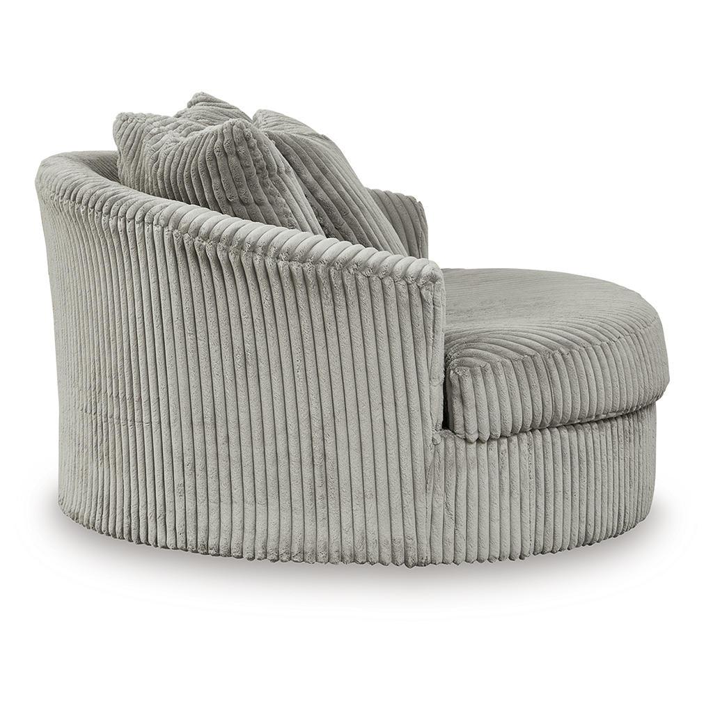 Lindyn Oversized Swivel Accent Chair — Fog Gray Spinning Lounger Signature Design by Ashley® Living Room