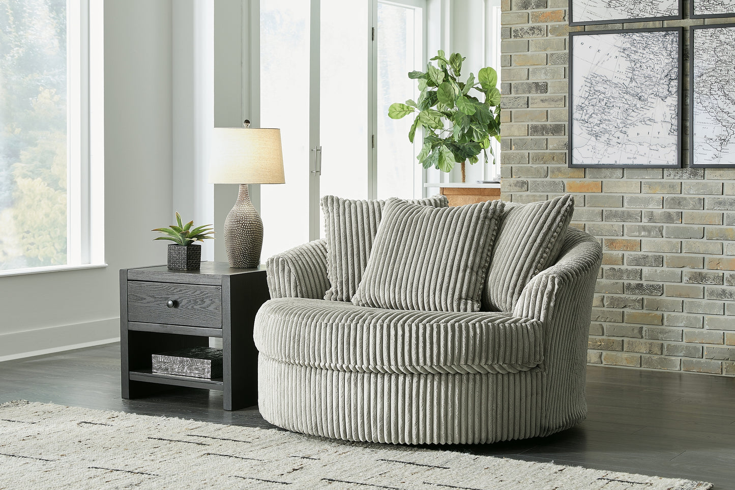 Lindyn 3-Piece Sectional and Oversized Swivel Accent Chair