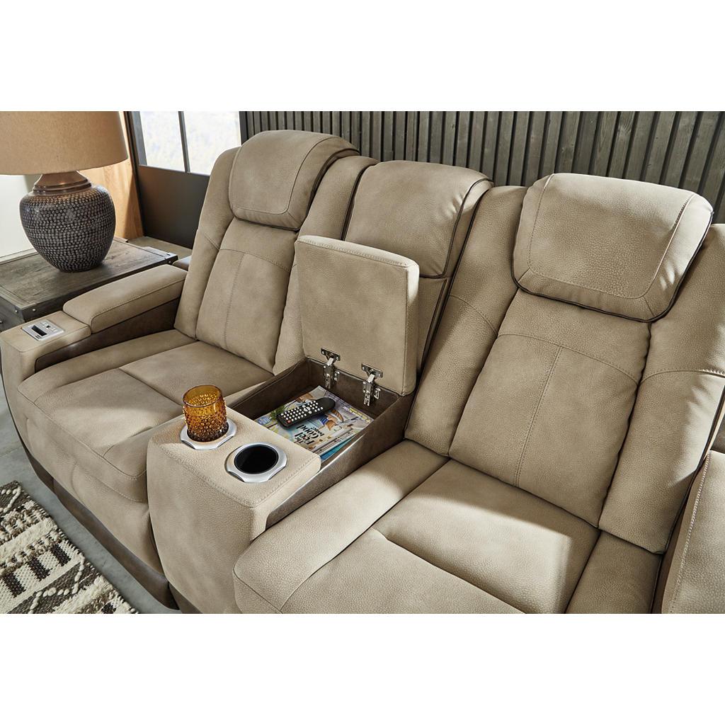 Next-Gen Durapella Console Loveseat — Sand, Extended Ottoman Signature Design by Ashley® Living Room