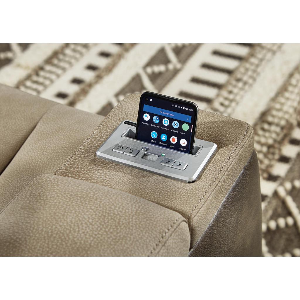 Next-Gen Durapella Power Sofa — Sand, Extended Ottomans Signature Design by Ashley® Living Room