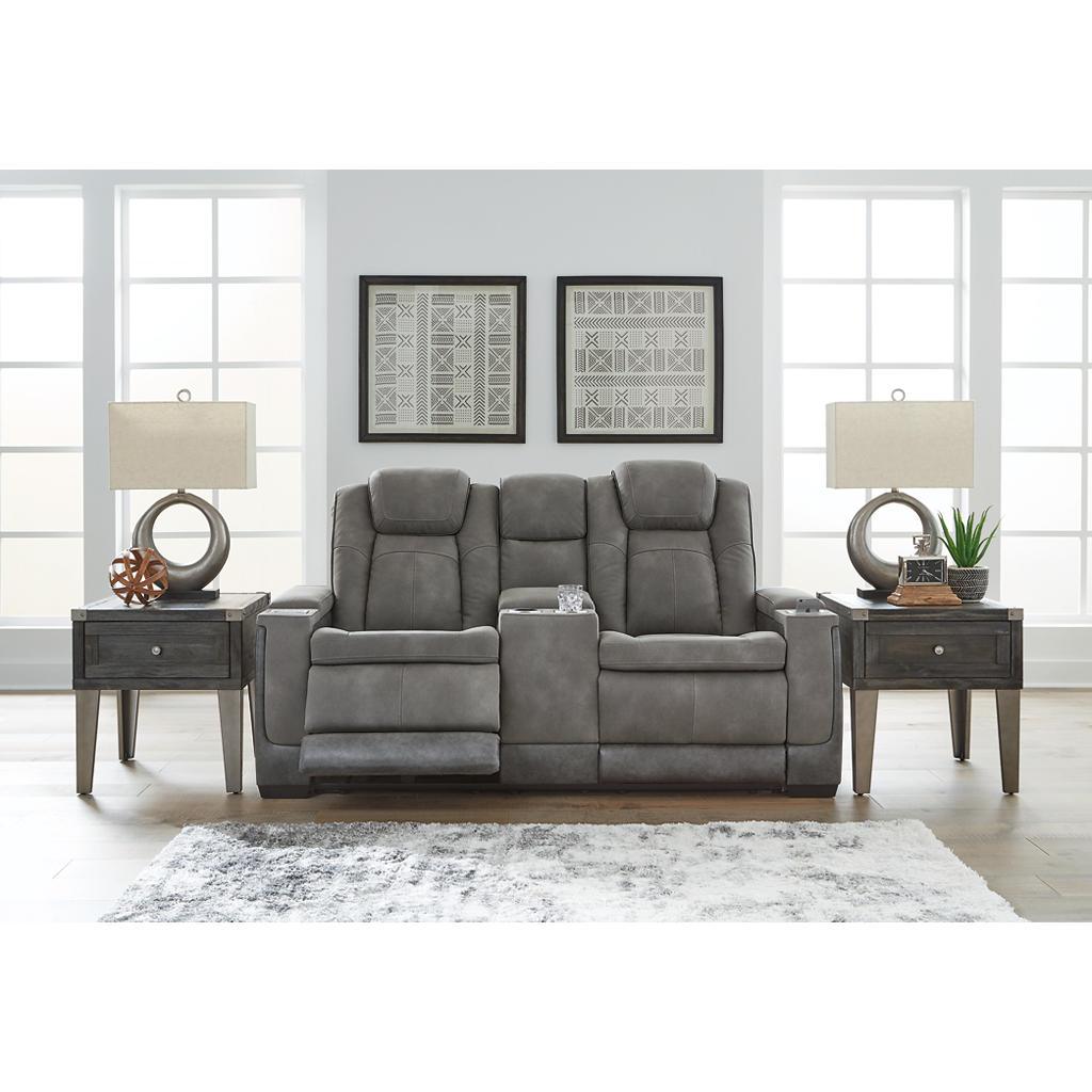 Next-Gen Durapella Console Loveseat — Slate, Extended Ottoman Signature Design by Ashley® Living Room