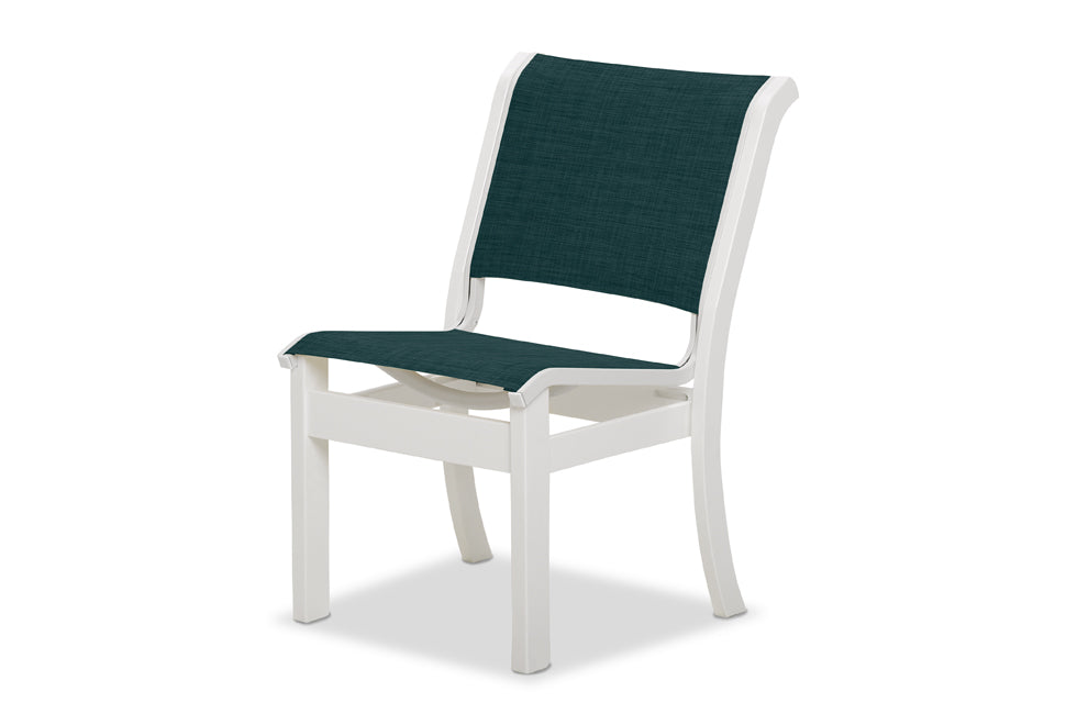 Telescope Casual Leeward Sling Armless Dining Chair — Snow Telescope Casual Outdoor Chair