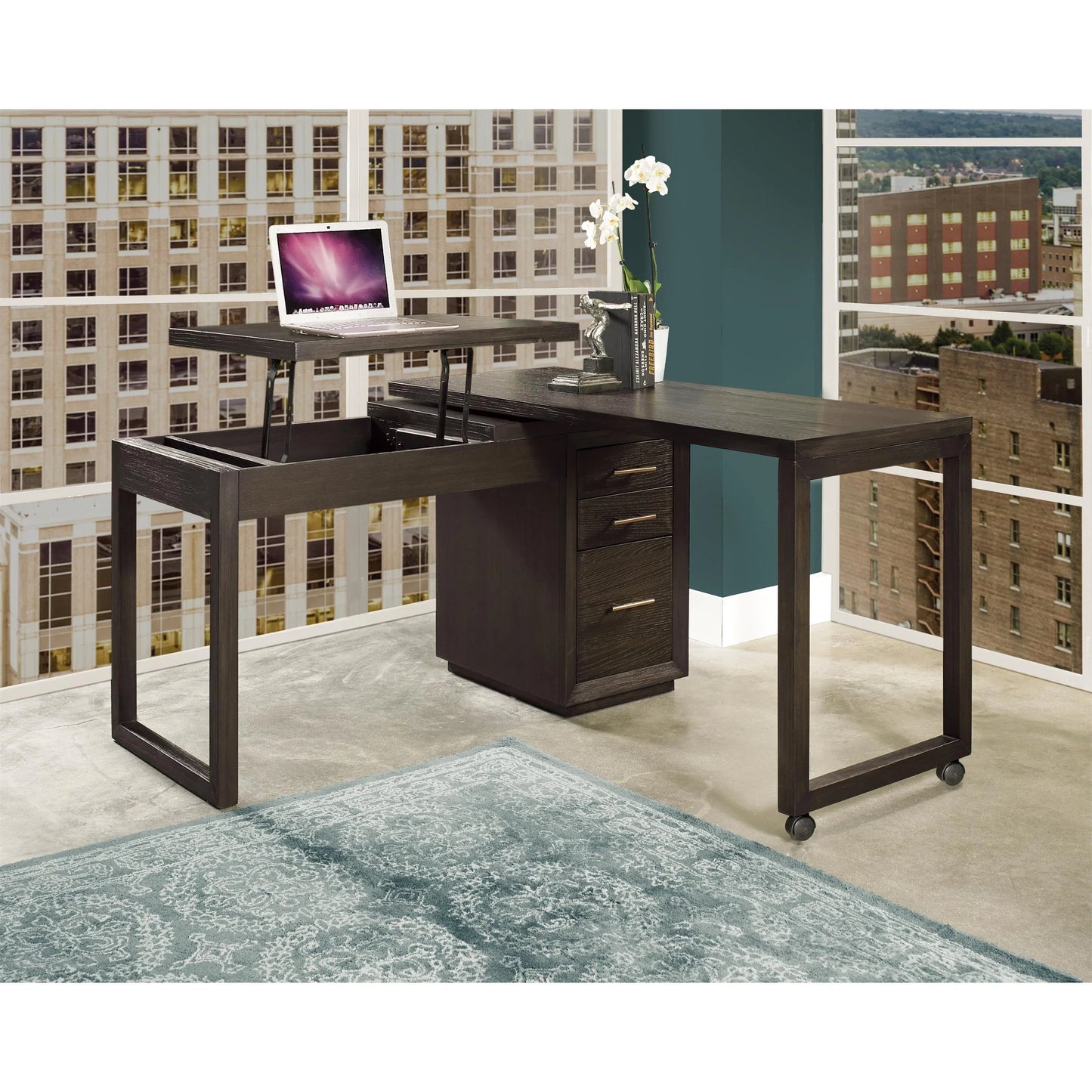 Prelude Swivel Lift-top L-desk Riverside Furniture Desks