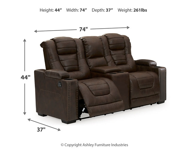 Owner's Box Power Reclining Loveseat with Console