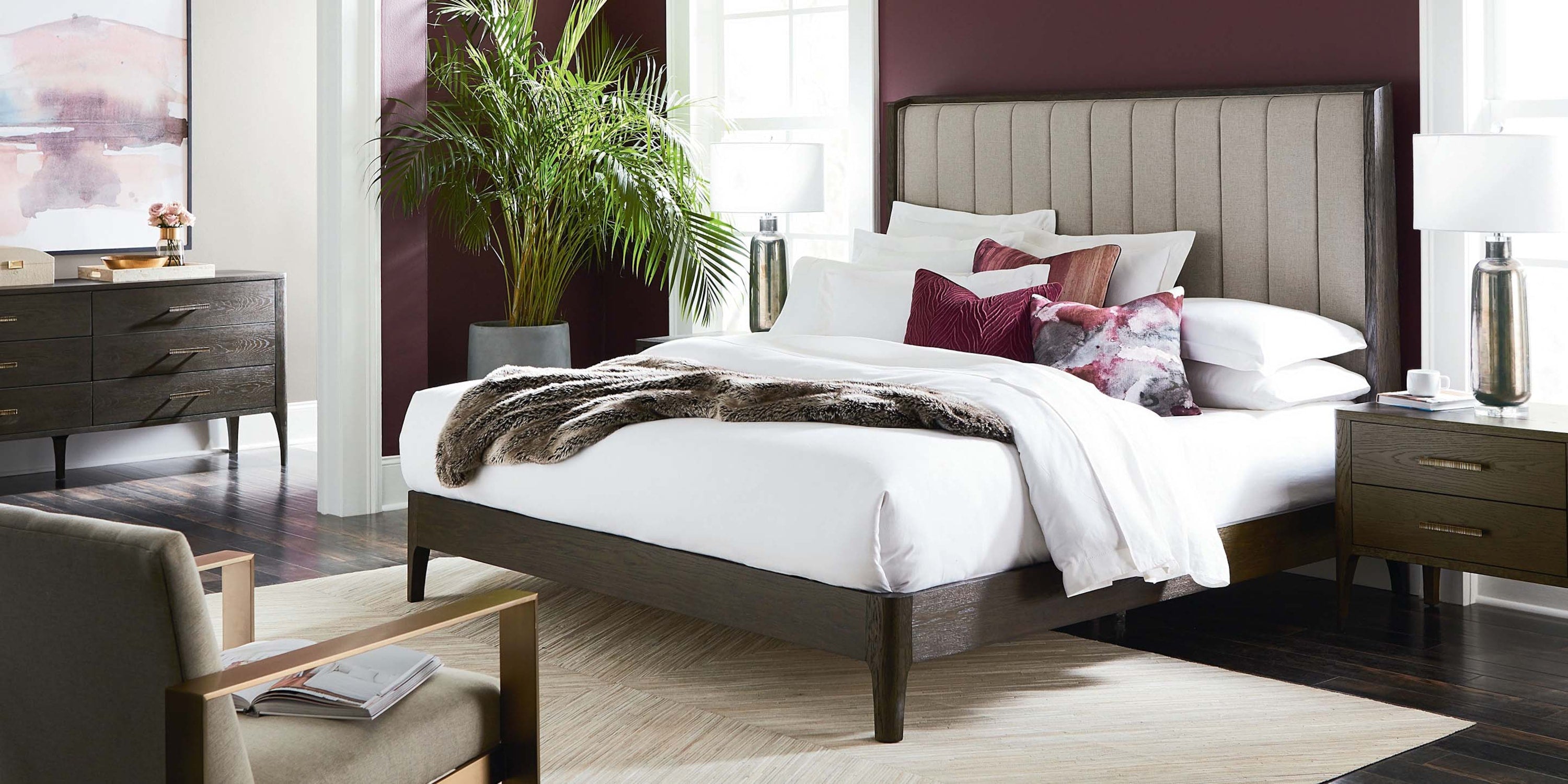 Modern Rivoli Upholstered Bed Bassett Bedroom Furniture