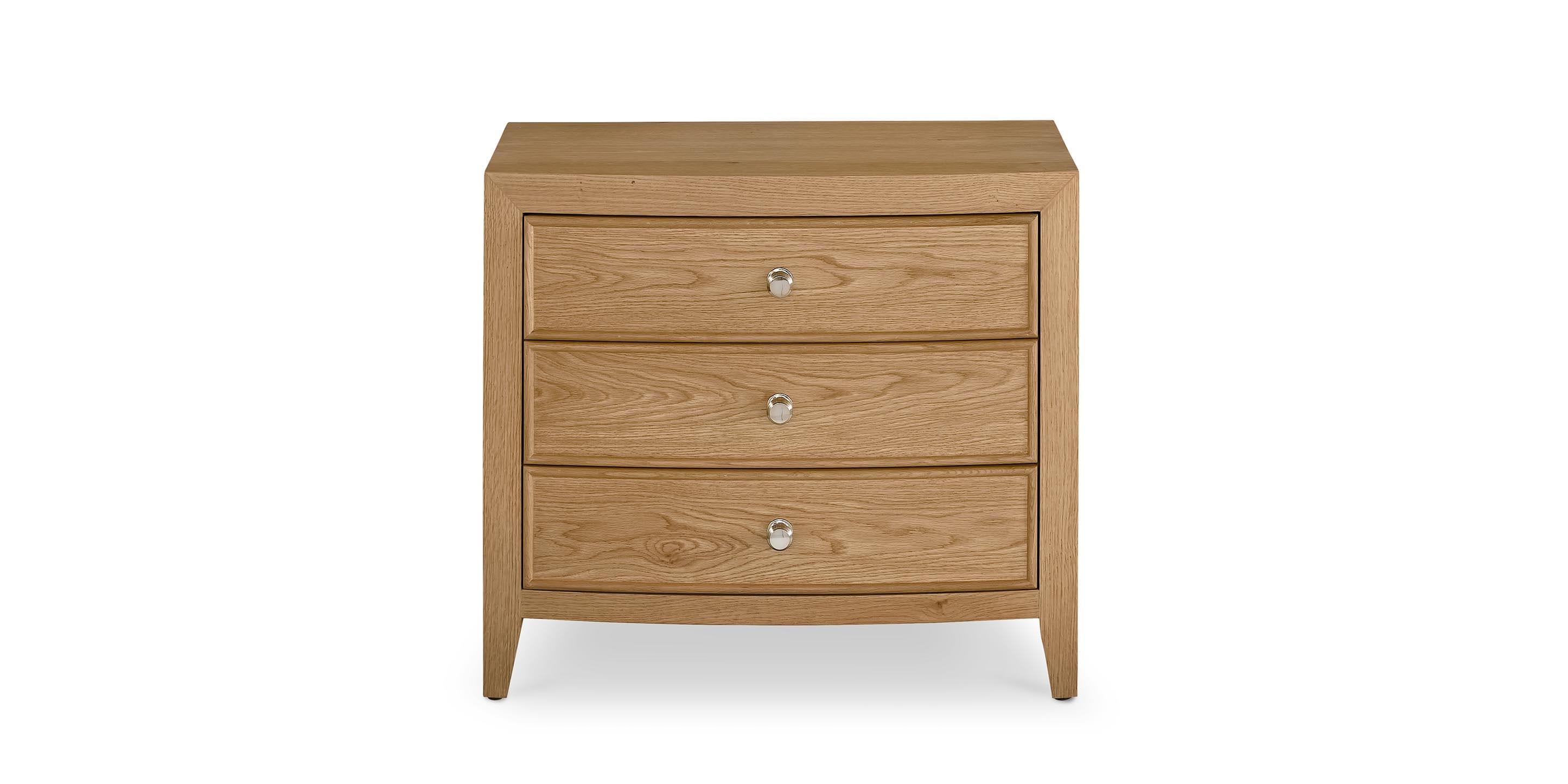 Bassett Newbury 3 Drawer Nightstand — Storage at Bedside — Natural finish