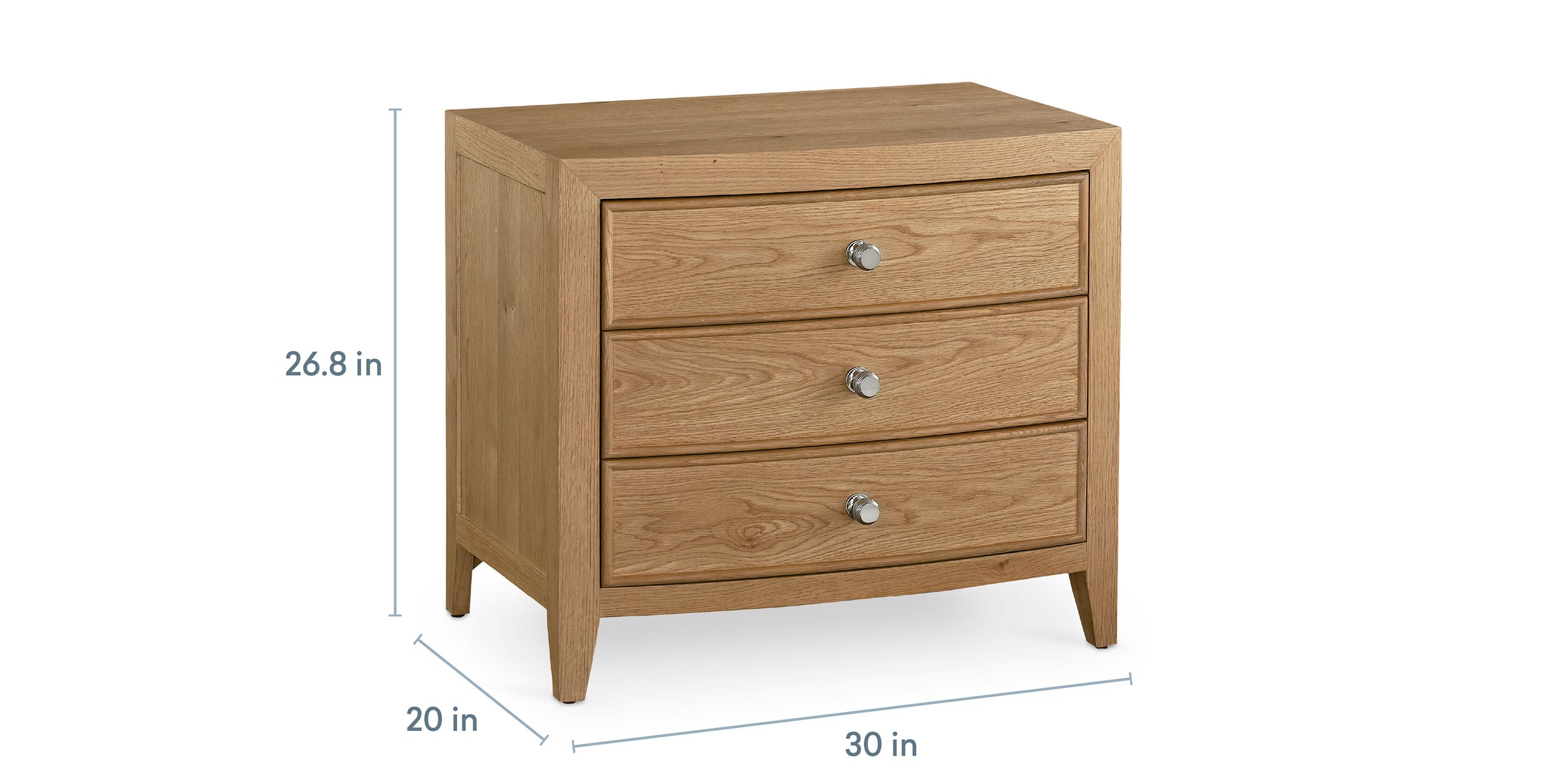 Bassett Newbury 3 Drawer Nightstand — Storage at Bedside — dimensions
