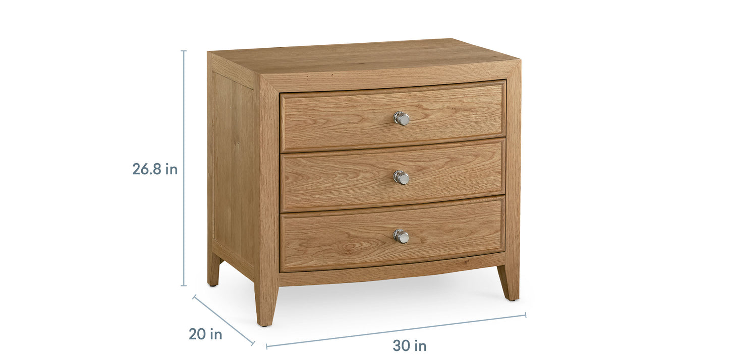 Bassett Newbury 3 Drawer Nightstand — Storage at Bedside — dimensions