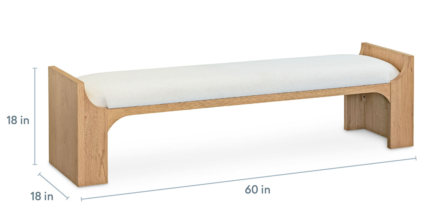 Bassett Newbury Bed Bench with Cushion — Made in the USA — dimensions