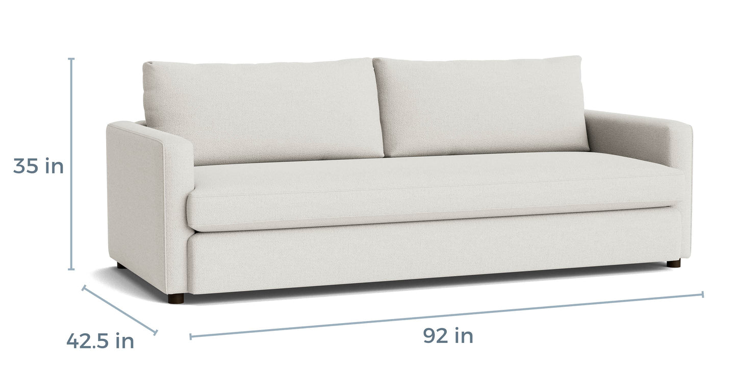 Bassett Allure Bench Seat Sofa — Custom Fabric, One Full Cushion Bassett Sofa