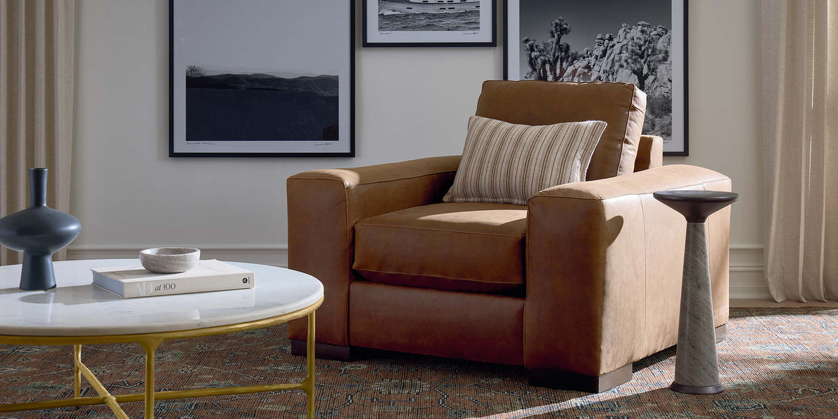 Bassett Southpark RAF Chair — Leather, Right-Arm Modular Piece Bassett Sofa
