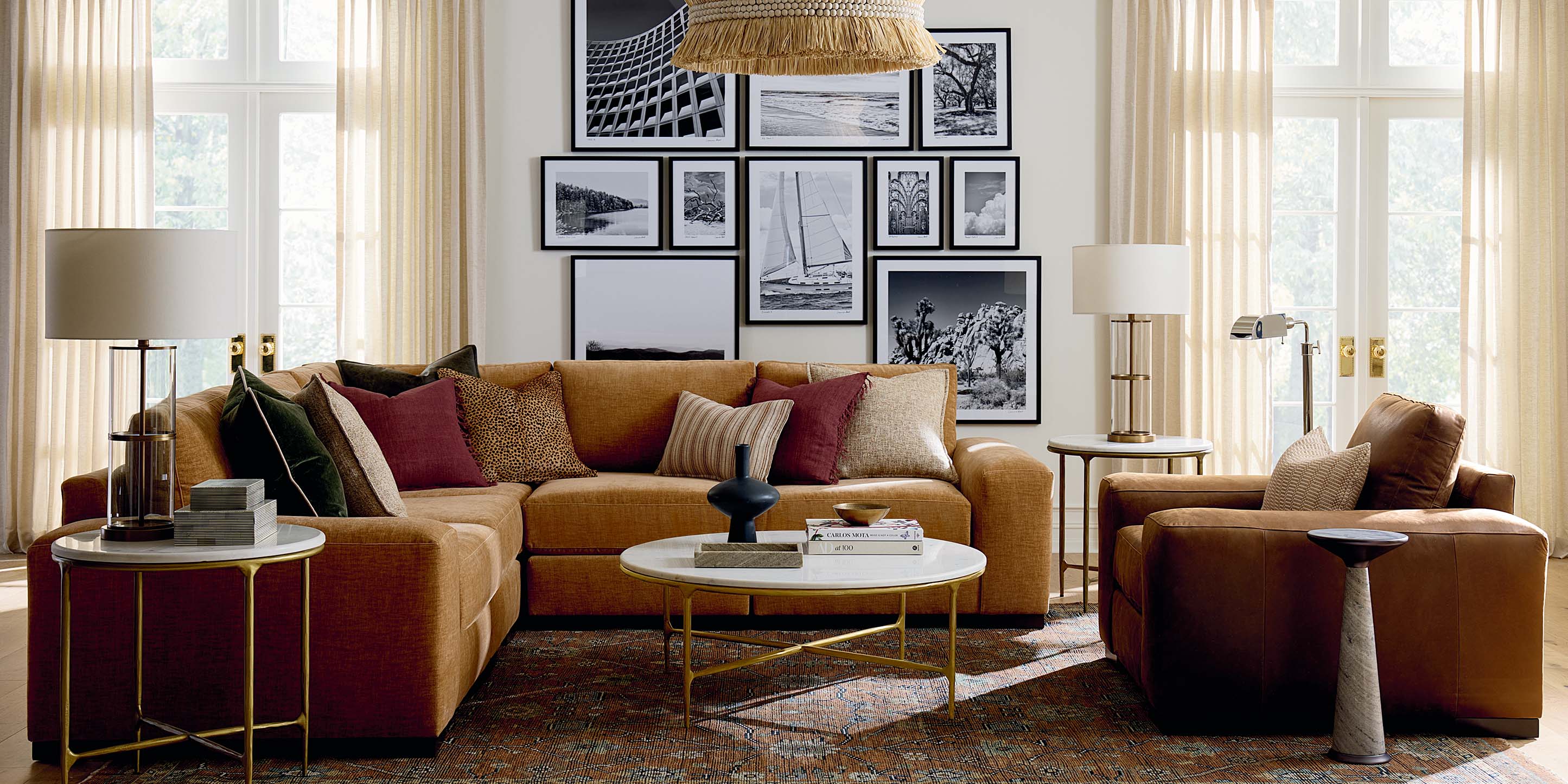 Bassett Southpark RAF Chair — Leather, Right-Arm Modular Piece Bassett Sofa
