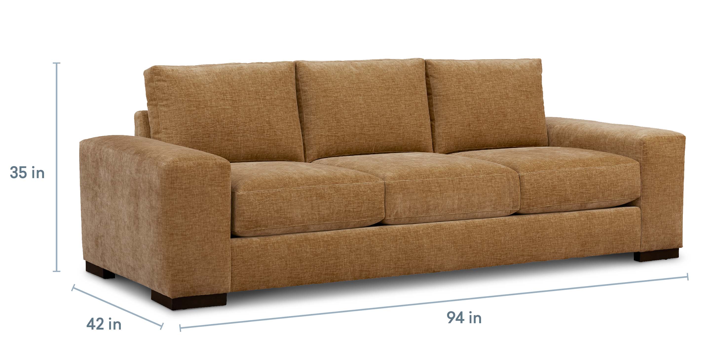 Bassett Southpark 2/2 Sofa — Two-Cushion Look, Your Fabric — dimensions