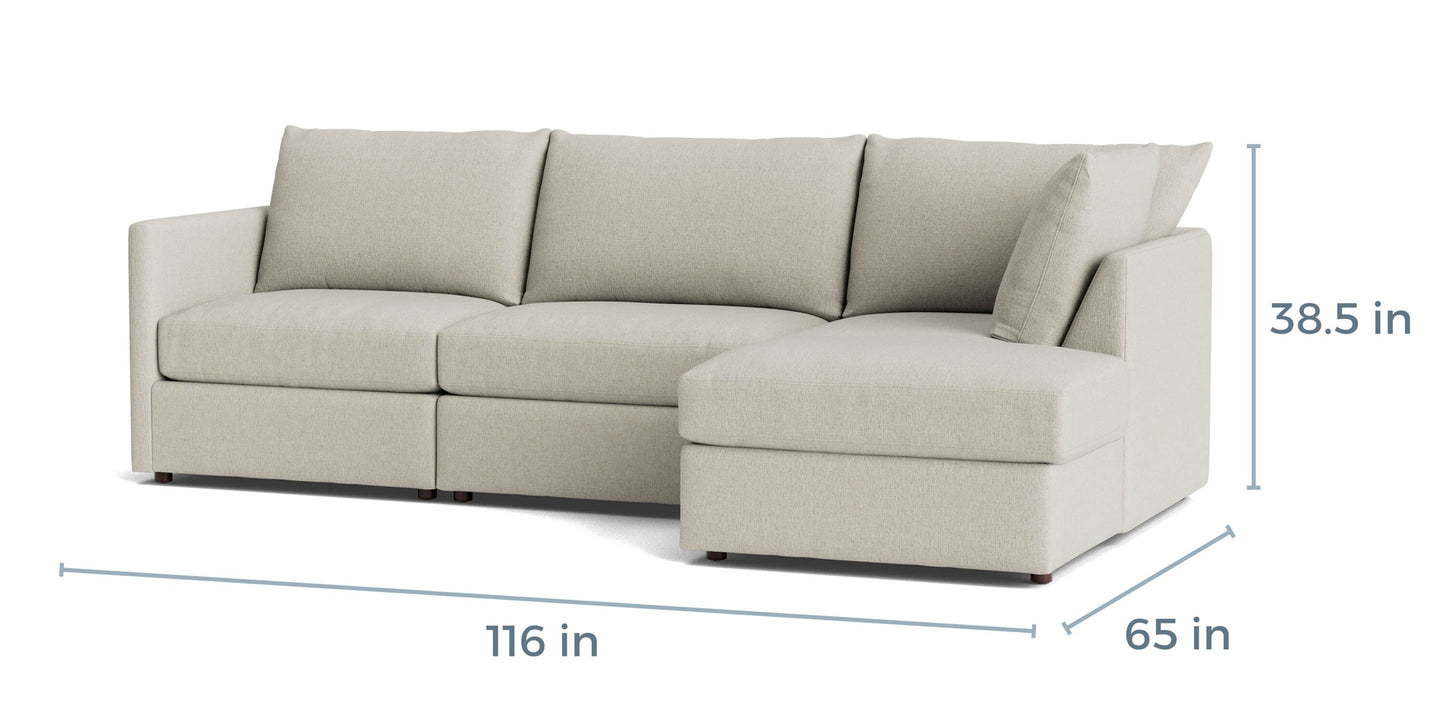 Beckham Thin Track Arm Modular Sofa with Ottoman Bassett