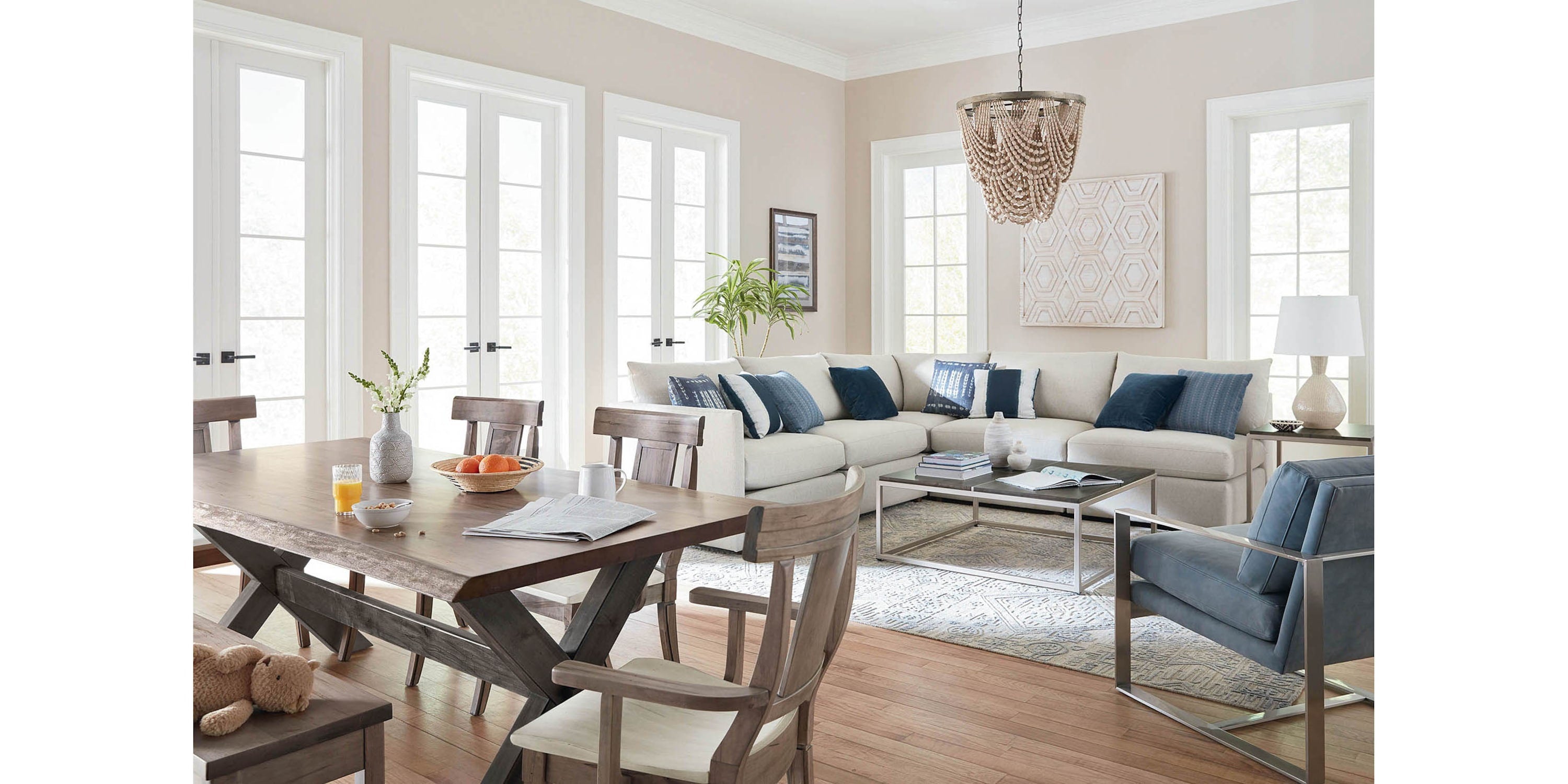 Beckham Thin Track Arm Modular L-Shaped Sectional Bassett