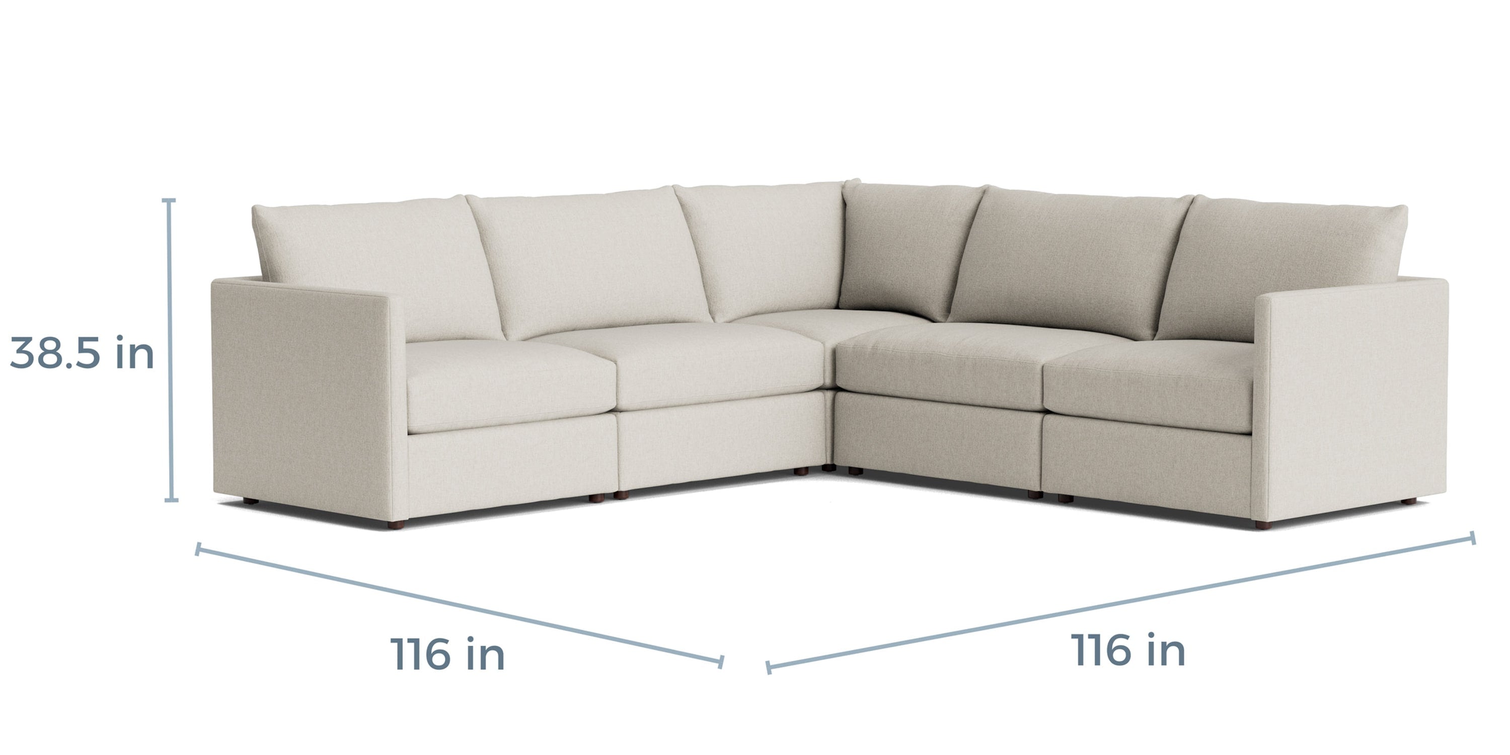 Beckham Thin Track Arm Modular L-Shaped Sectional Bassett