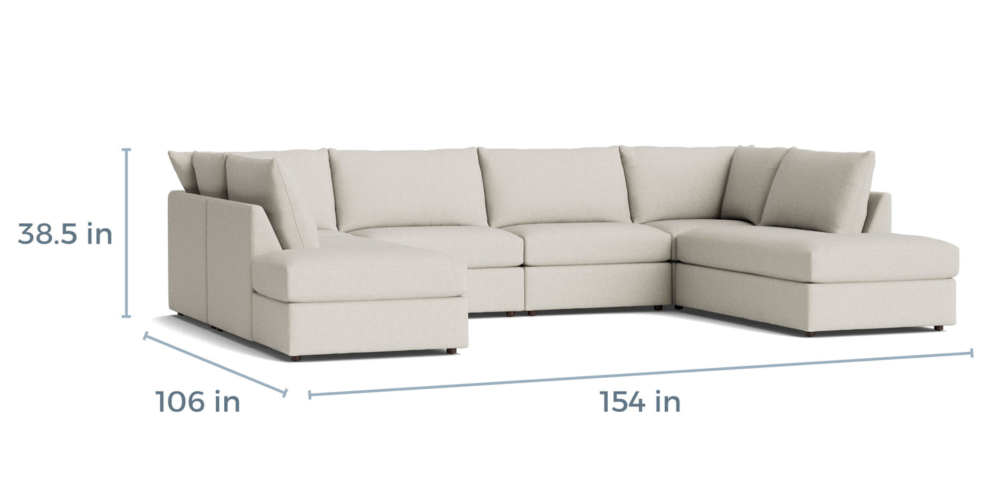 Beckham Bumper Modular U-Shaped Sectional Bassett