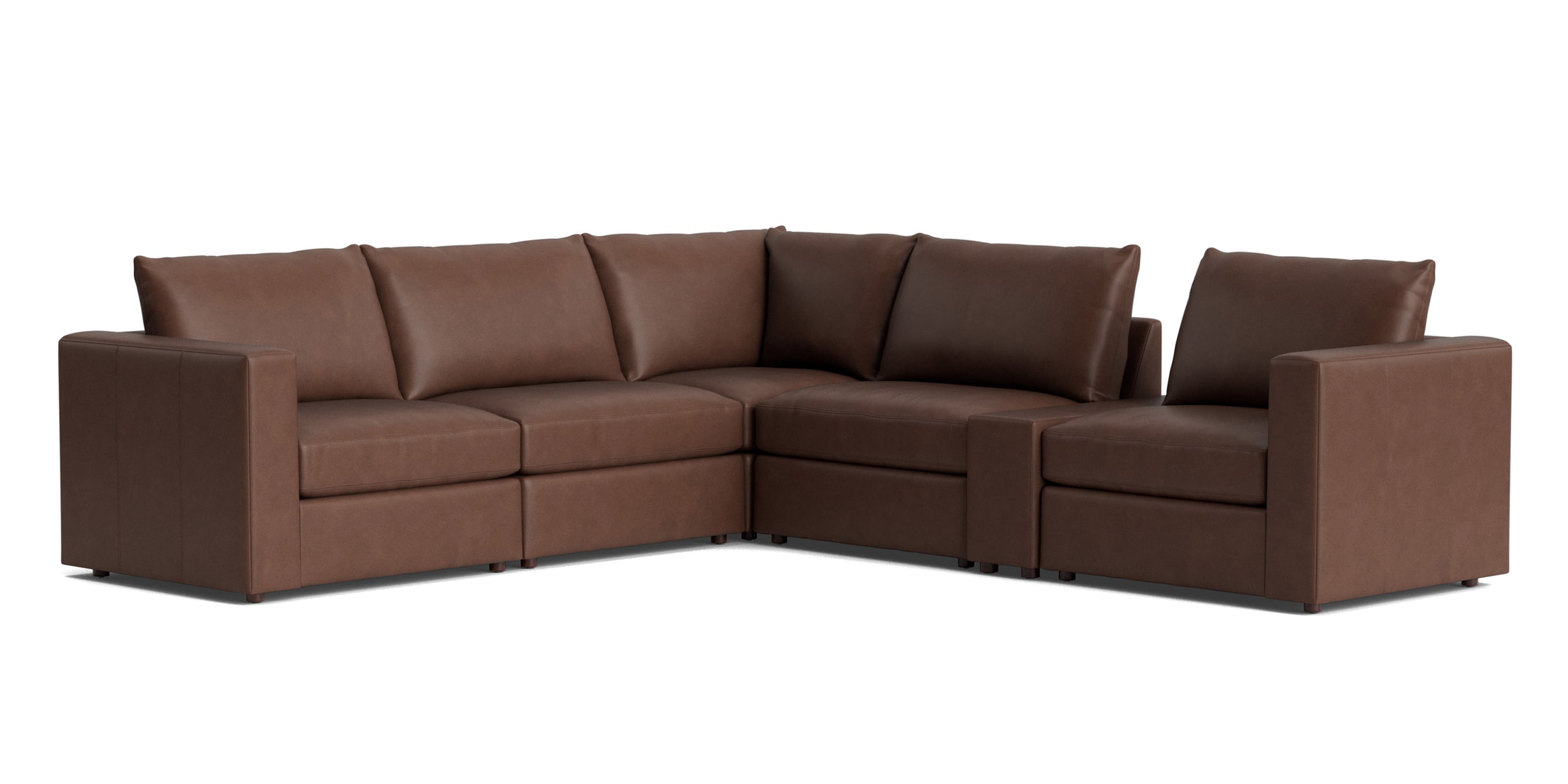 Beckham Track Arm Leather Modular Sectional with Console Bassett